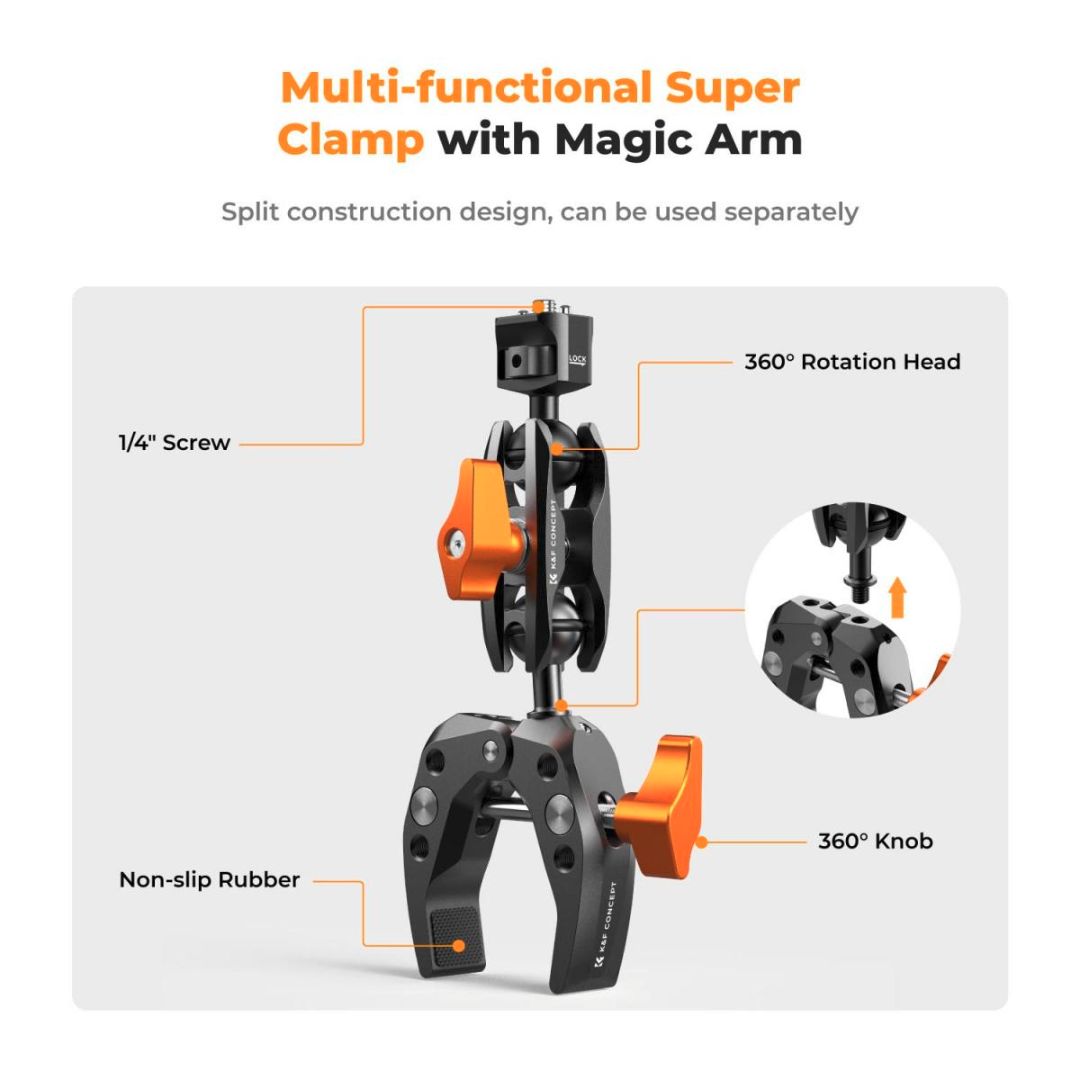 K&F Concept Multi-Functional Super Clamp with Ballhead Magic Arm Ms13 KF31.083 - 2